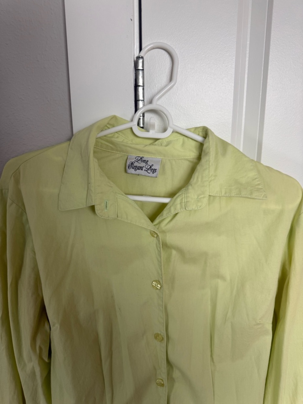 Long Elegant Legs Light Lime Button-Down Shirt - Picture 2 of 4